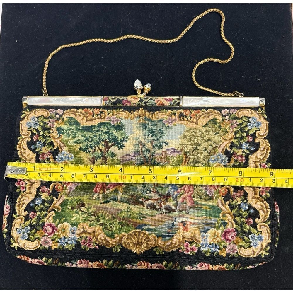 Vintage Victorian Mother of Pearls Petit Point Tapestry Bag - Picture 3 of 7